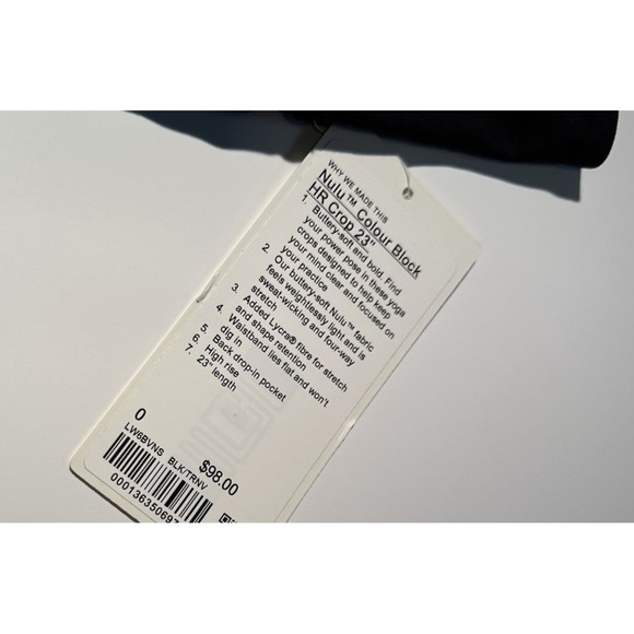 Lululemon Nulu Colour Block HR Crop 23" Womens SZ 0 Blue and Black - Picture 3 of 6